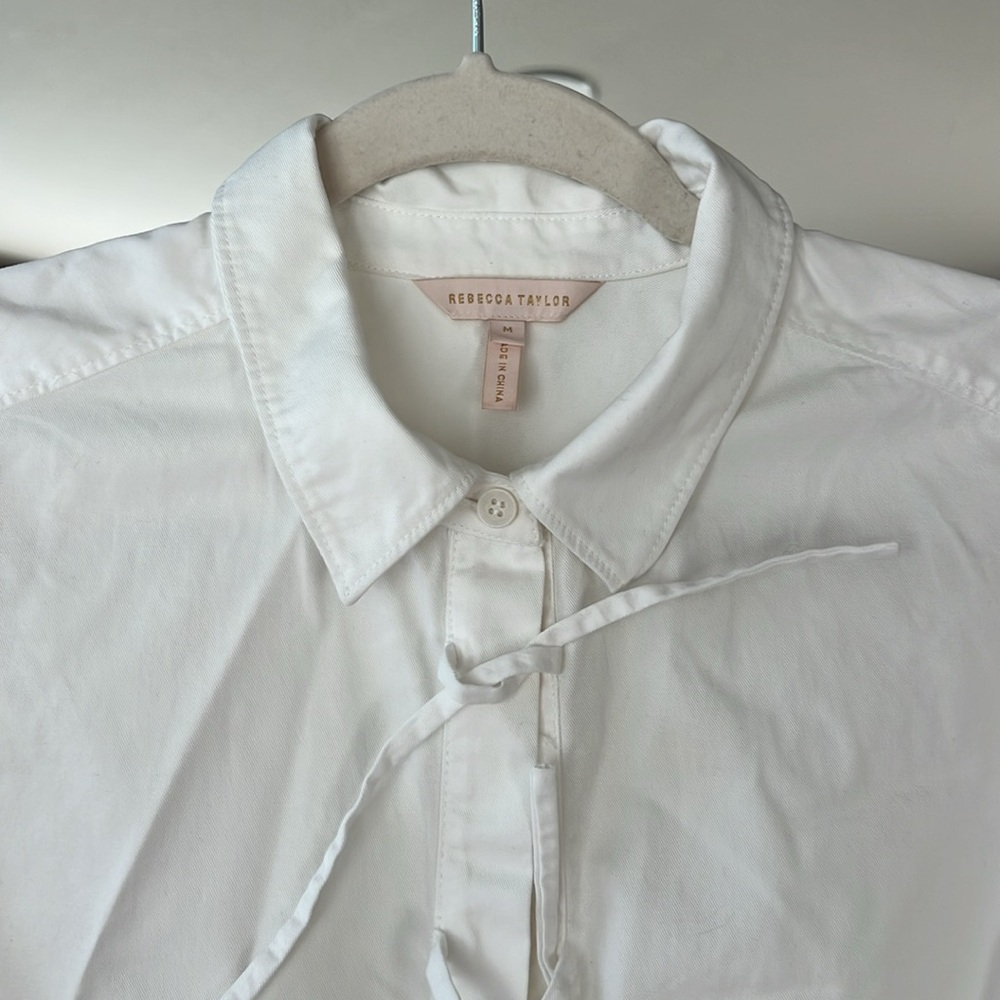 Rebecca Taylor White Long Sleeve white Shirt dress M 100% cotton - Picture 7 of 7
